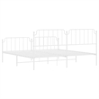 vidaXL Powder-Coated Steel King/Double Bed Frame in White