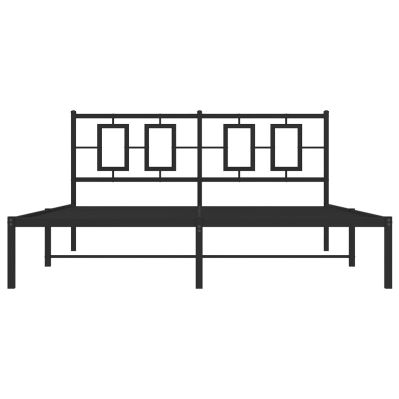 vidaXL Rectangular Powder-Coated Steel King Bed Frame in Black