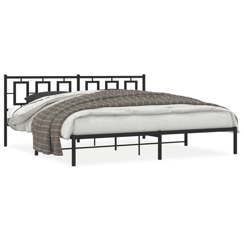 vidaXL Rectangular 76.0 x 80.0 Steel Bed Frame in Black