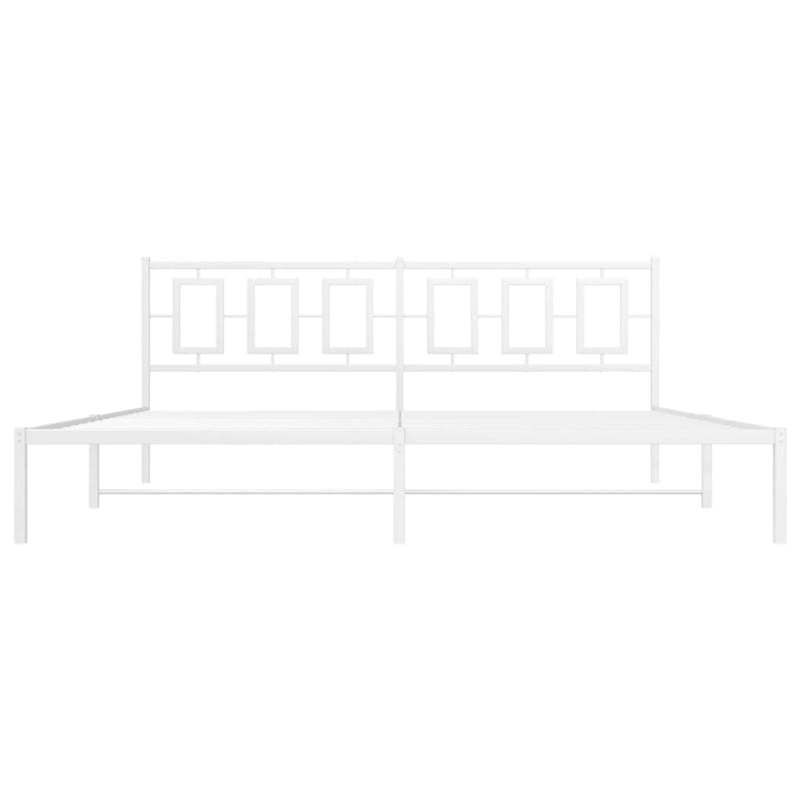 vidaXL Rectangular Powder-Coated Steel Full Bed Frame in White