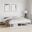 vidaXL Rectangular Powder-Coated Steel Full Bed Frame in White