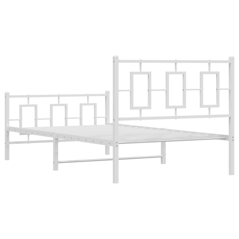 vidaXL Powder-Coated Steel Single Bed Frame in White