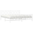 vidaXL Rectangular Powder-Coated Steel Full Bed Frame in White