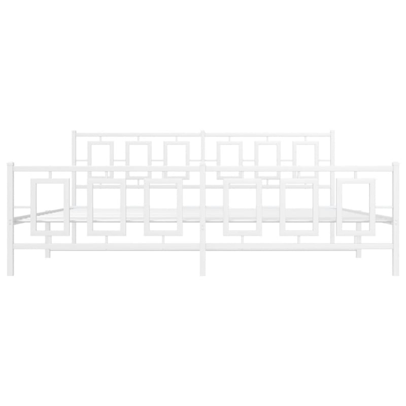 vidaXL Rectangular Powder-Coated Steel Full Bed Frame in White