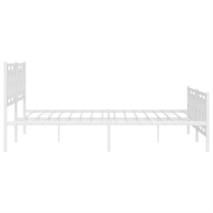 vidaXL Rectangular Powder-Coated Steel Full Bed Frame in White