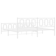 vidaXL Rectangular Powder-Coated Steel Full Bed Frame in White