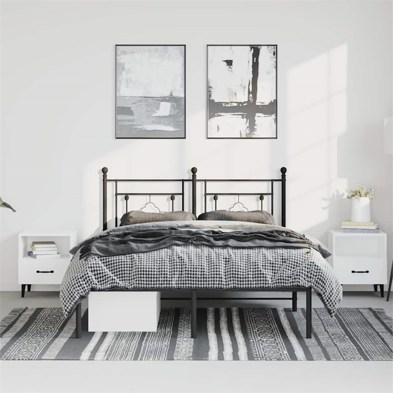 vidaXL Powder-Coated Steel King Bed Frame in Black