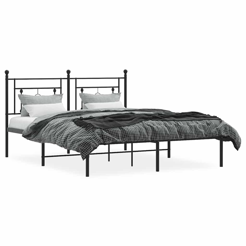vidaXL Powder-Coated Steel King Bed Frame in Black