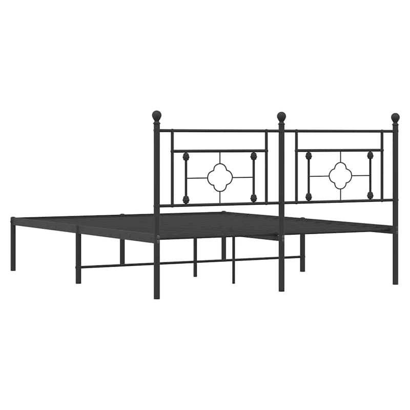 vidaXL Powder-Coated Steel King Bed Frame in Black
