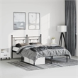 vidaXL Powder-Coated Steel King Bed Frame in Black