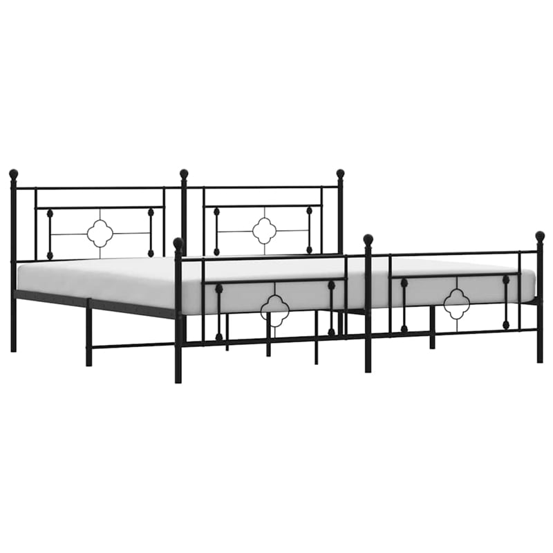 vidaXL Rectangular Powder-Coated Steel Full Bed Frame in Black