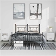 vidaXL Rectangular Powder-Coated Steel Full Bed Frame in Black