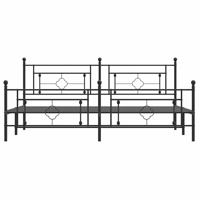 vidaXL Rectangular Powder-Coated Steel Full Bed Frame in Black