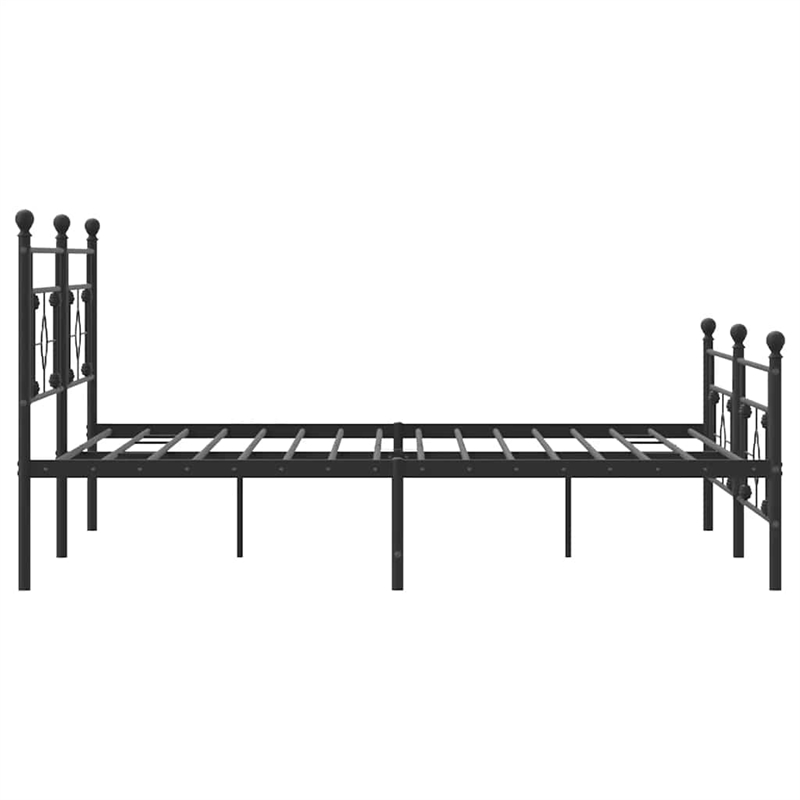 vidaXL Rectangular Powder-Coated Steel Full Bed Frame in Black