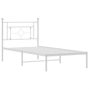 vidaXL Powder-Coated Steel Single Bed Frame in White