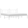 vidaXL Powder-Coated Steel King/Double Bed Frame in White