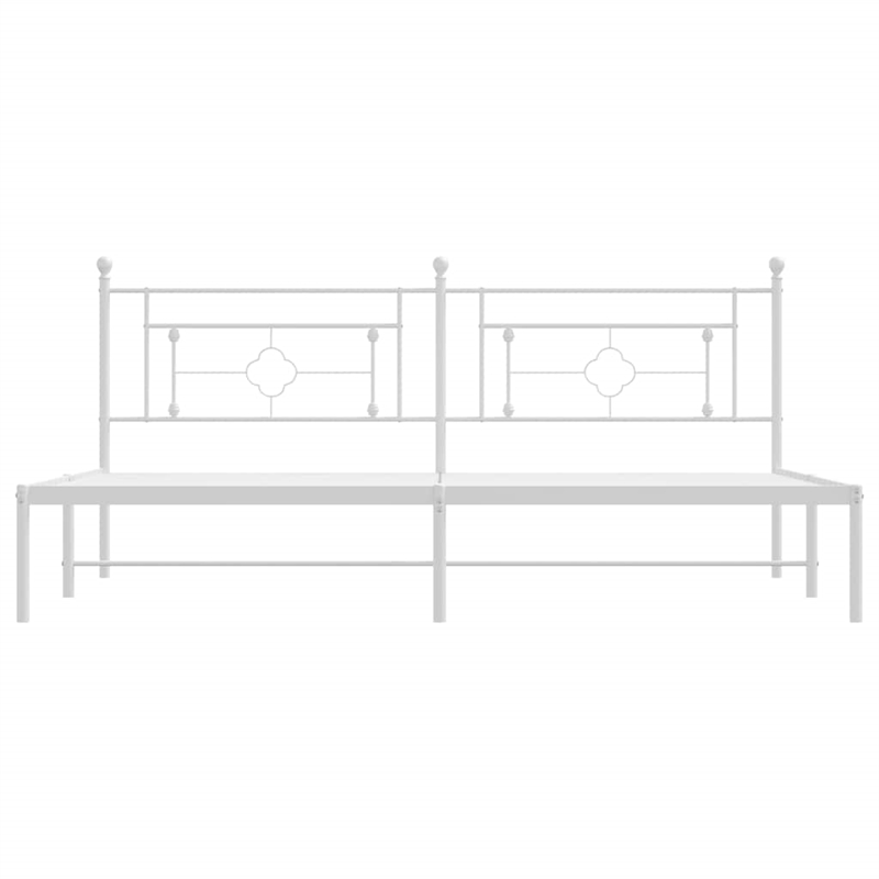 vidaXL Powder-Coated Steel King/Double Bed Frame in White