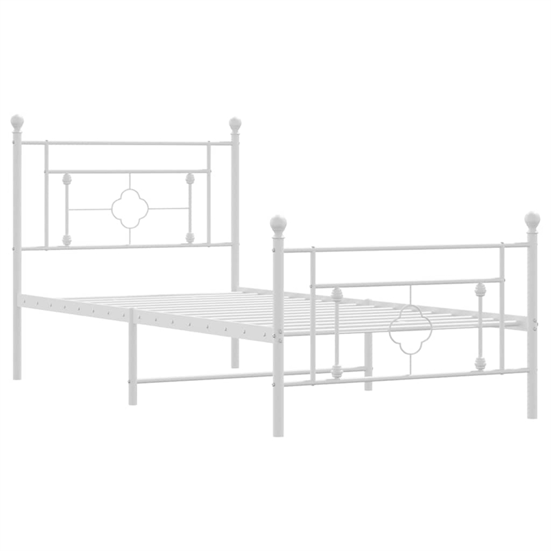 vidaXL 39.4x78.7 Powder-Coated Steel Bed Frame in White