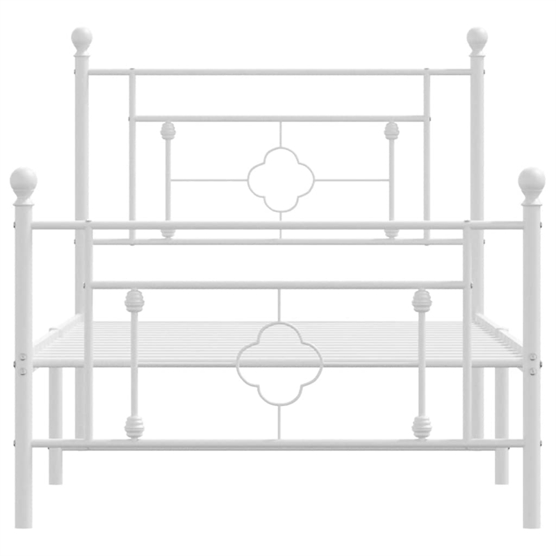 vidaXL 39.4x78.7 Powder-Coated Steel Bed Frame in White