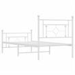 vidaXL 39.4x78.7 Powder-Coated Steel Bed Frame in White
