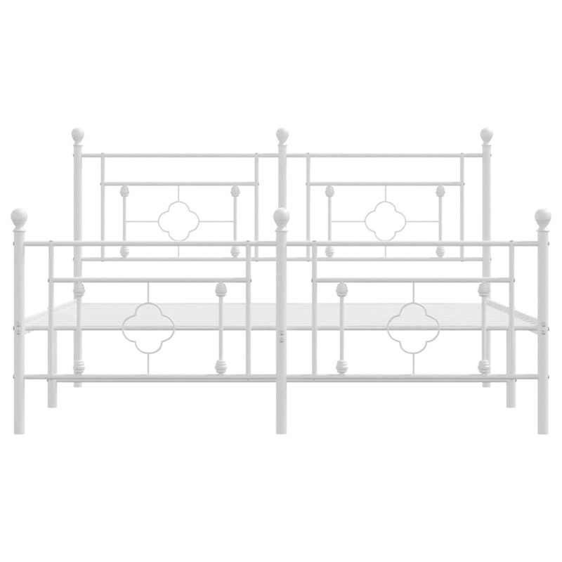 vidaXL Powder-Coated Steel King Size Bed Frame in White