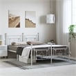 vidaXL Powder-Coated Steel King Size Bed Frame in White