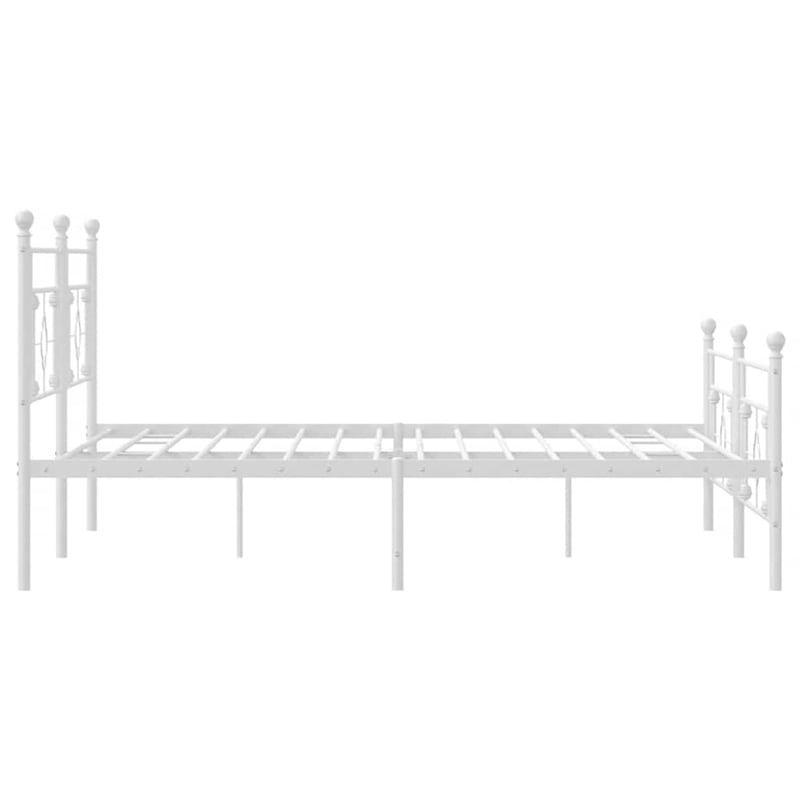 vidaXL Rectangular Powder-Coated Steel Full Bed Frame in White