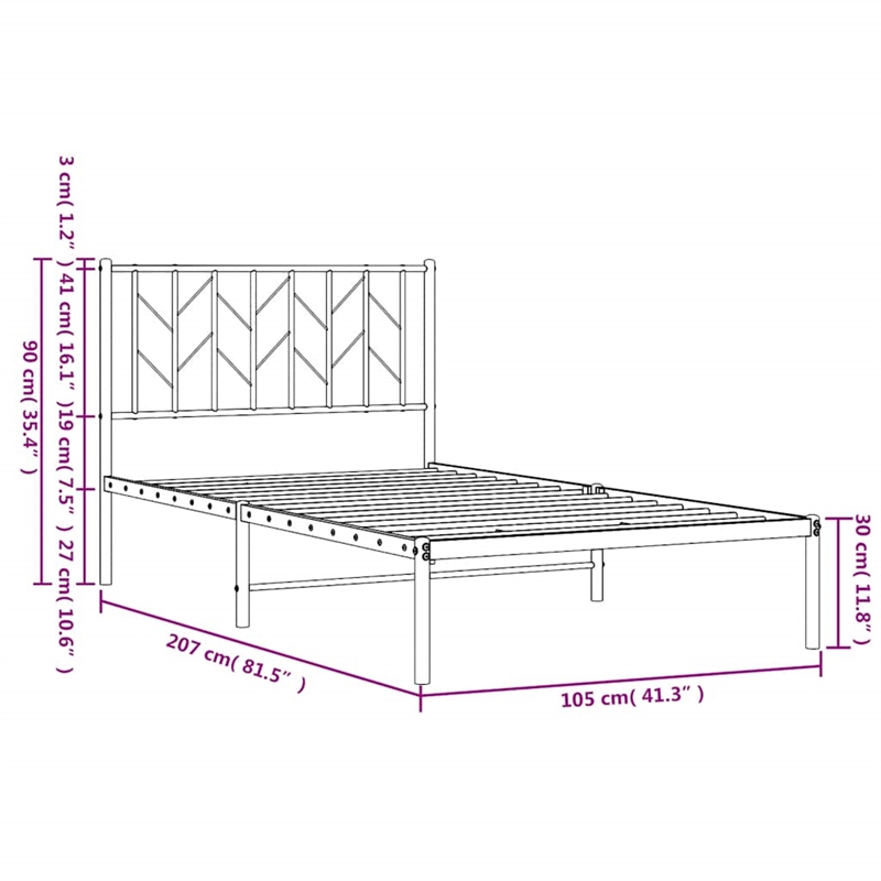 vidaXL Powder-Coated Steel Single Bed Frame in Black