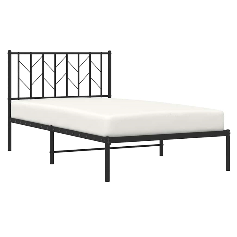 vidaXL Powder-Coated Steel Single Bed Frame in Black