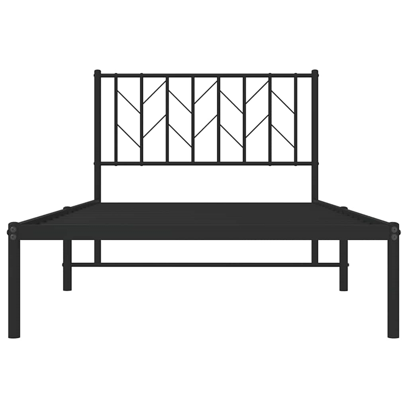 vidaXL Powder-Coated Steel Single Bed Frame in Black