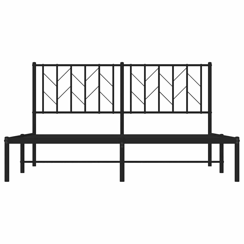 vidaXL Rectangular Powder-Coated Steel King Bed Frame in Black