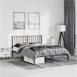 vidaXL Rectangular Powder-Coated Steel King Bed Frame in Black