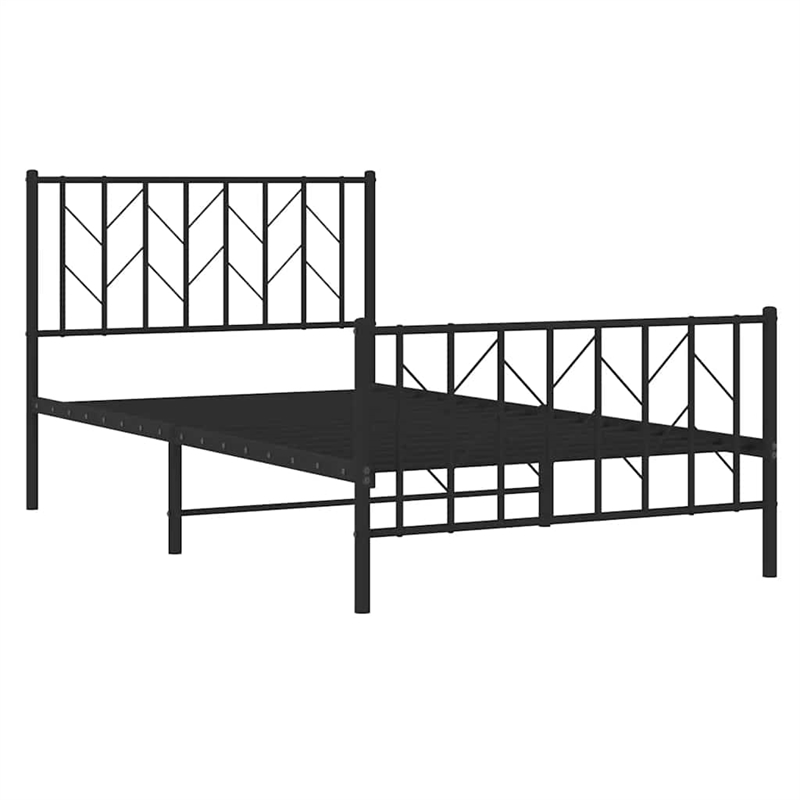 vidaXL 39.4 x 78.7 Powder-Coated Steel Bed Frame in Black