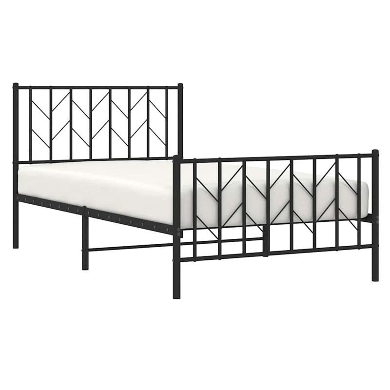 vidaXL 39.4 x 78.7 Powder-Coated Steel Bed Frame in Black