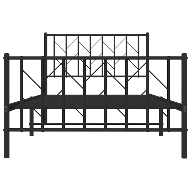 vidaXL 39.4 x 78.7 Powder-Coated Steel Bed Frame in Black