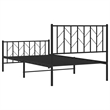 vidaXL 39.4 x 78.7 Powder-Coated Steel Bed Frame in Black