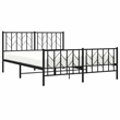 vidaXL Rectangular Powder-Coated Steel King Bed Frame in Black