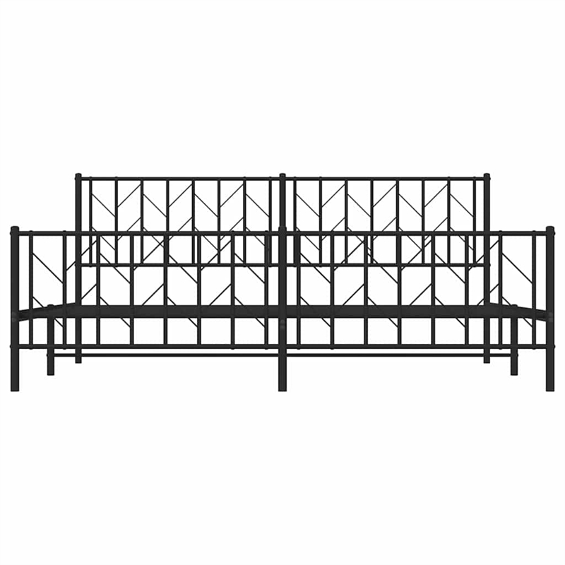 vidaXL Powder-Coated Steel King/Double Bed Frame in Black