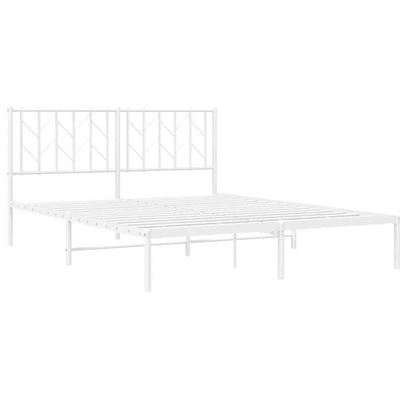 vidaXL Modern Rectangular Steel King Bed Frame in White