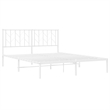 vidaXL Modern Rectangular Steel King Bed Frame in White