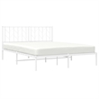 vidaXL Modern Rectangular Steel King Bed Frame in White