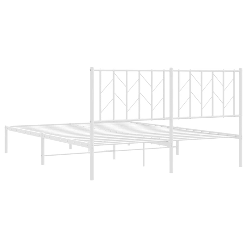 vidaXL Modern Rectangular Steel King Bed Frame in White