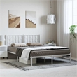 vidaXL Modern Rectangular Steel King Bed Frame in White