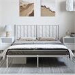 vidaXL Powder-Coated Steel King/Double Bed Frame in White