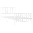 vidaXL Rectangular Durable Steel Single Bed Frame in White