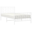vidaXL Rectangular Durable Steel Single Bed Frame in White