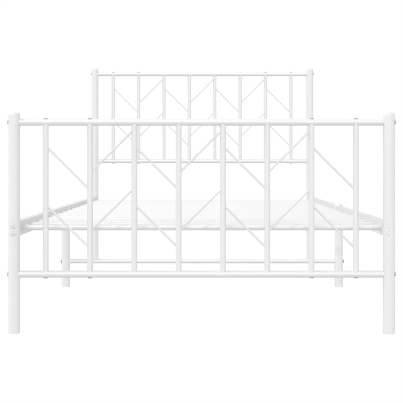 vidaXL Rectangular Durable Steel Single Bed Frame in White