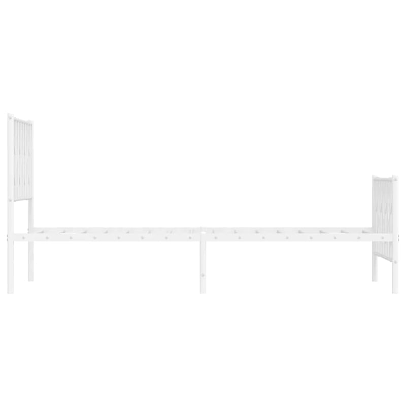 vidaXL Rectangular Durable Steel Single Bed Frame in White