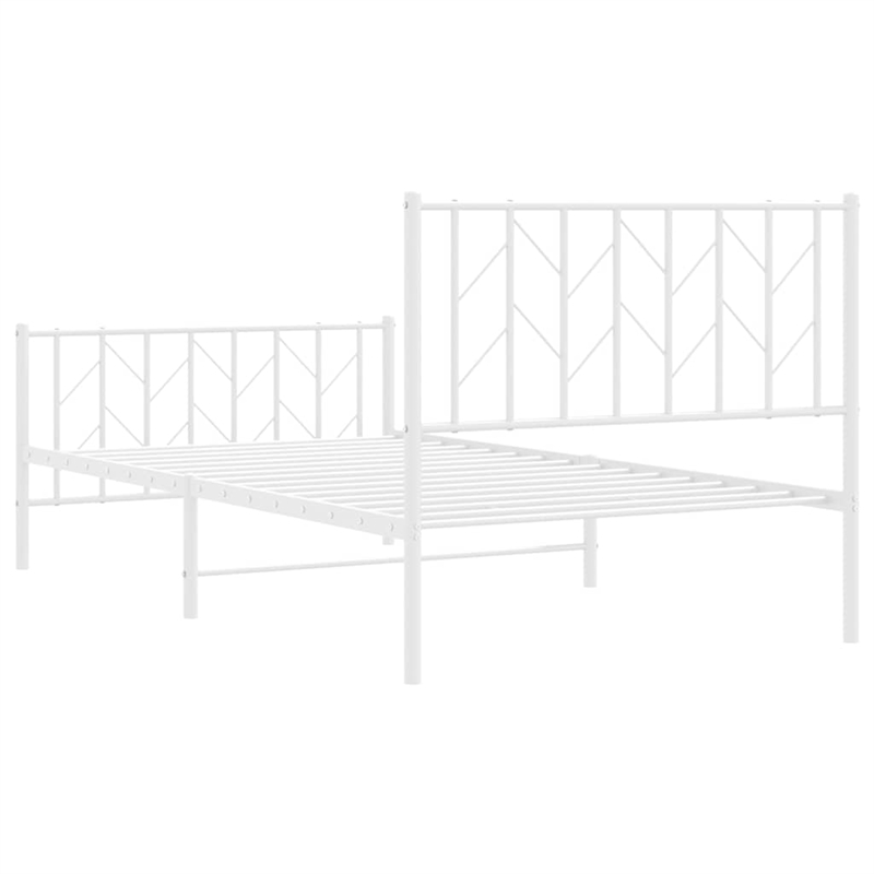 vidaXL Rectangular Durable Steel Single Bed Frame in White