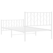 vidaXL Rectangular Durable Steel Single Bed Frame in White